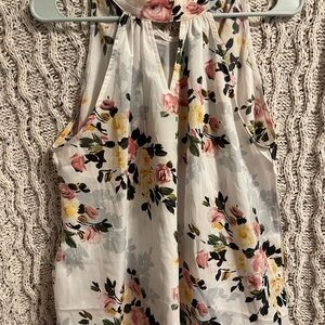 SHEIN Floral Halter Blouse - White and Pink